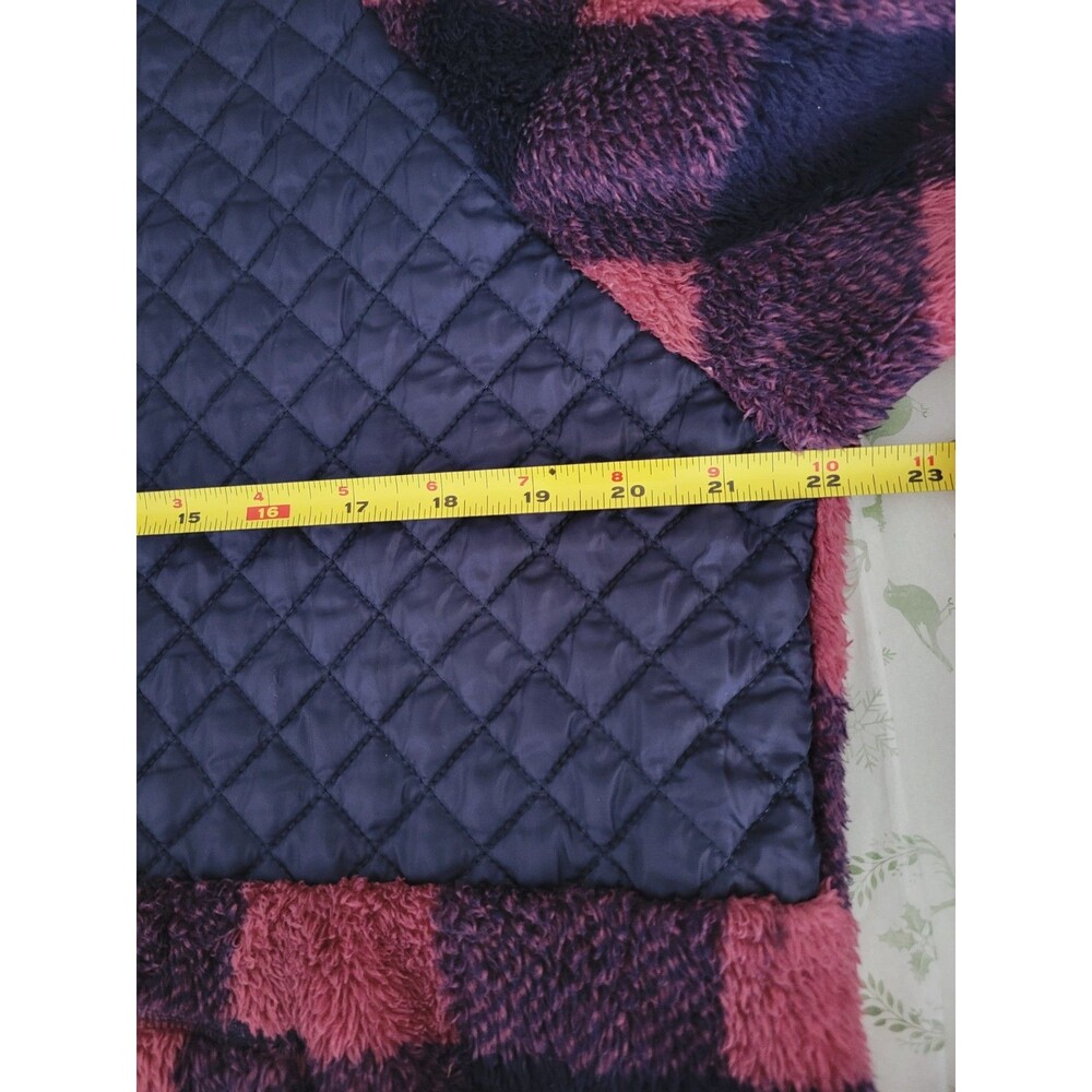 Simply Southern Women's Large Buffalo Plaid Sherpa Pullover Quilted Snap Fleece - Picture 8 of 9